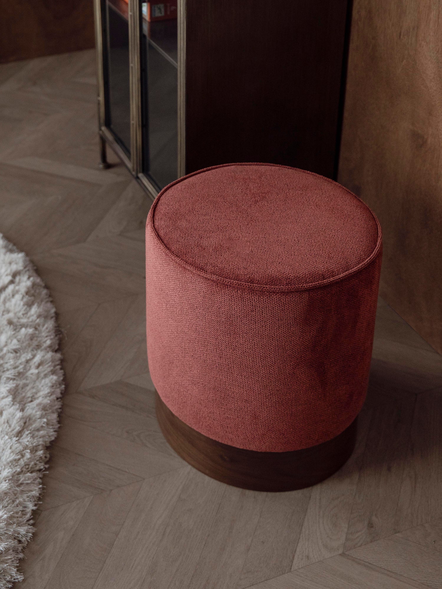 Bellevue Walnut Stool - Burnt Red