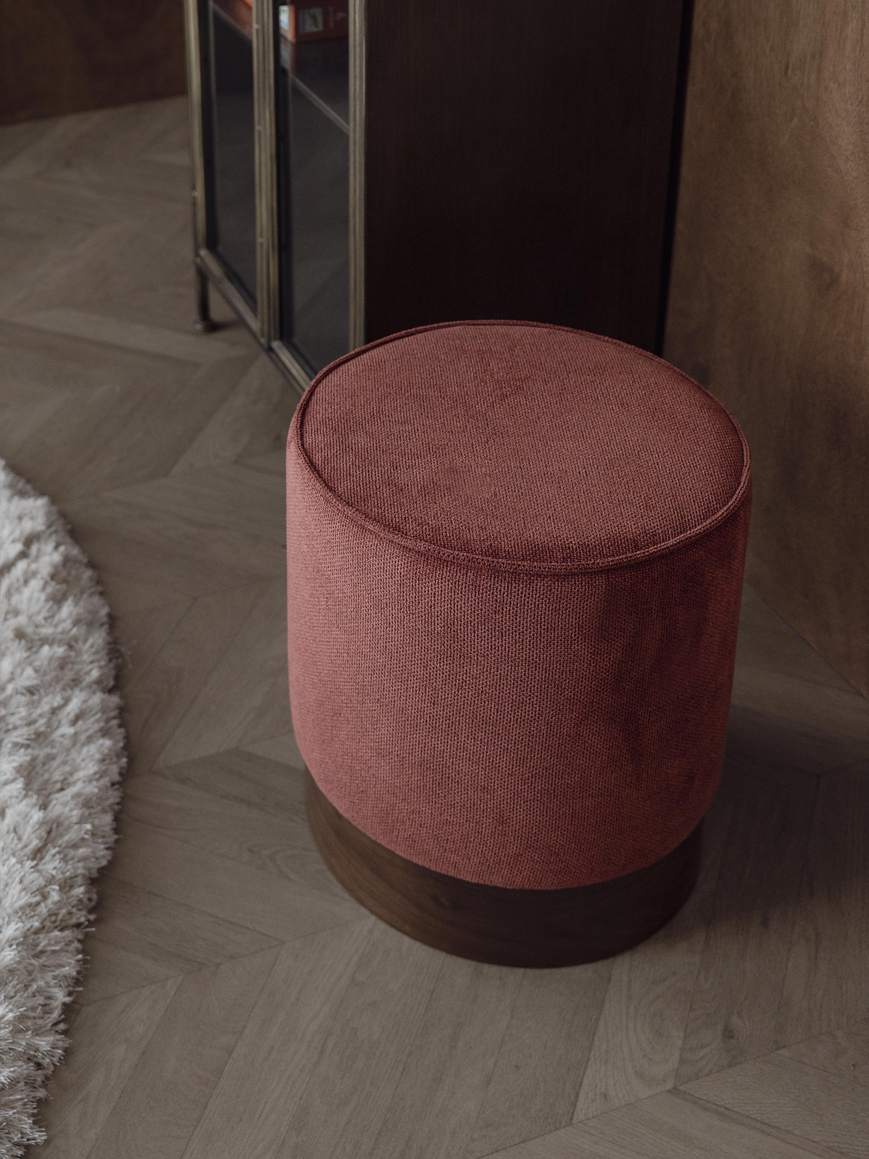 Bellevue Walnut Stool - Burnt Red