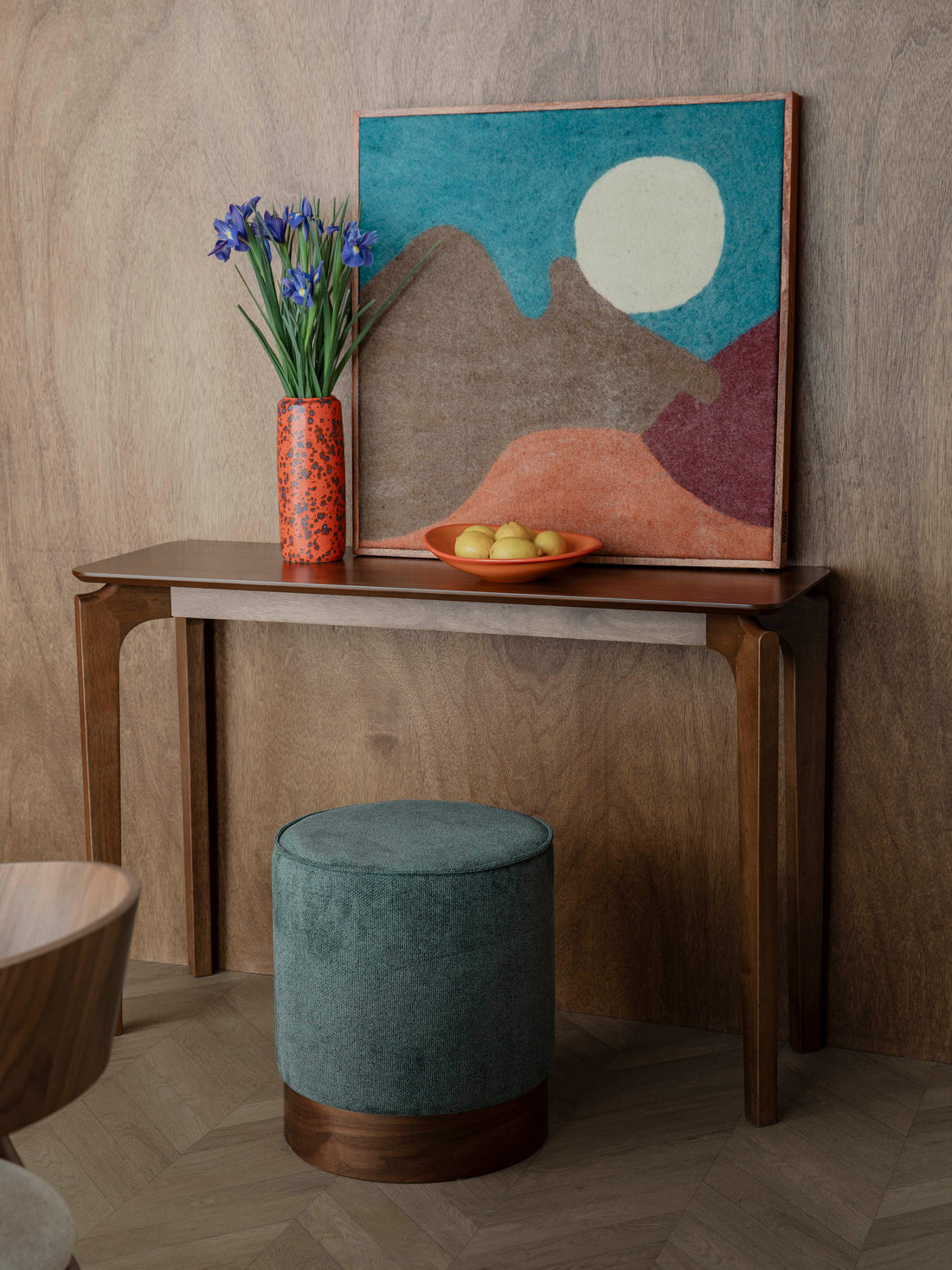 Bellevue Walnut Stool - Green