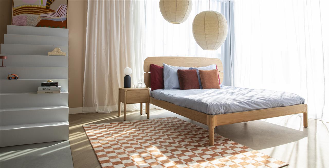 Storm Wooden Bed With Headboard - 2 Sizes Available