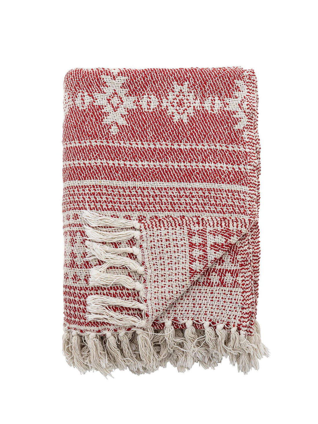 Oia Recycled Cotton Throw - Patterned Red