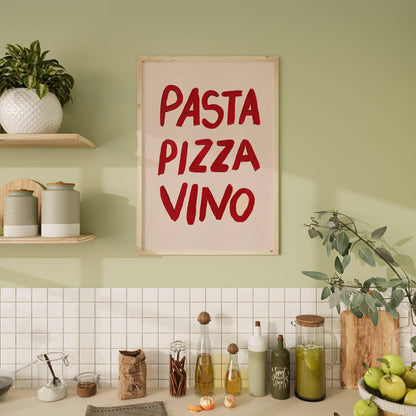 Pasta pizza Vino Print- 2 Sizes Available