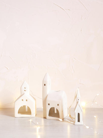 Decorative Ceramic Town Hall - White