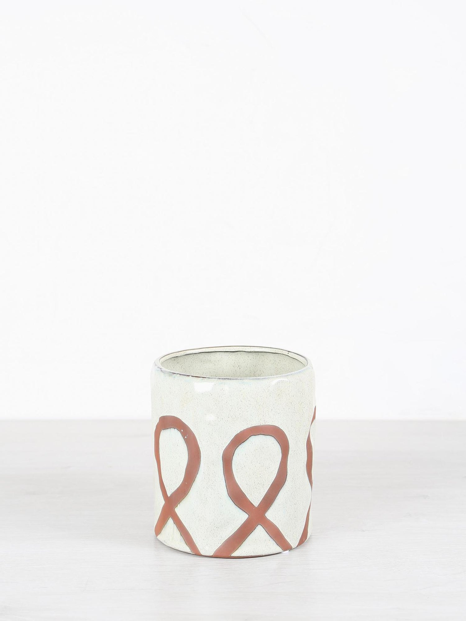 Freiah Cream ceramic round pot brown motive - 3 Sizes available
