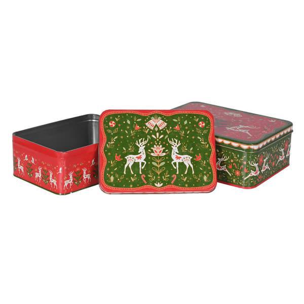 Jolly Patterned Reindeer Tins