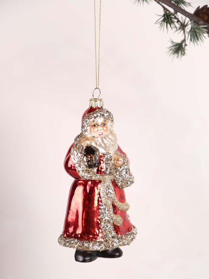 Red Glass Santa Bauble