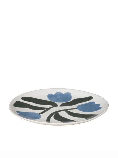 Broste Dora Set of 4 Dinner Plates - Dusty Blue/Agave Green