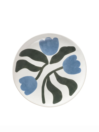 Broste Dora Set of 4 Dinner Plates - Dusty Blue/Agave Green