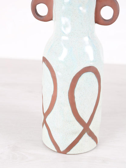 Freiah Cream ceramic round pot brown motive - 3 Sizes available