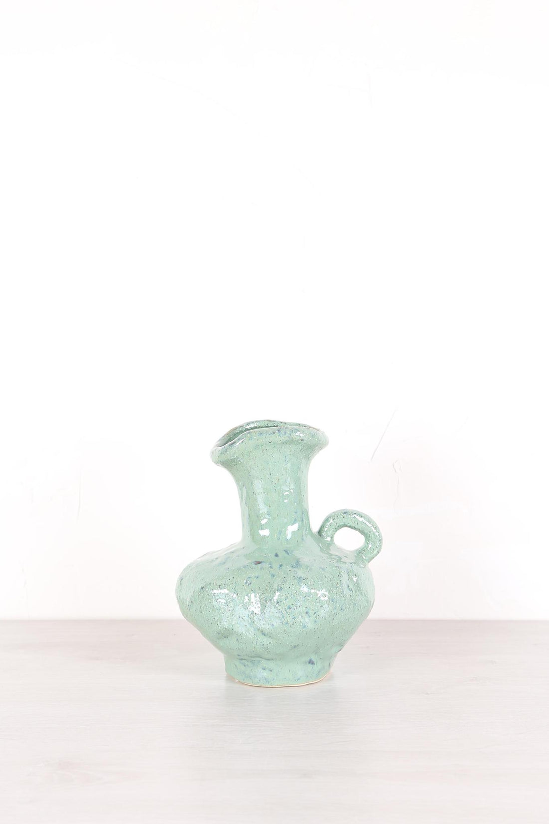 Stoneware Green Vase with Handle