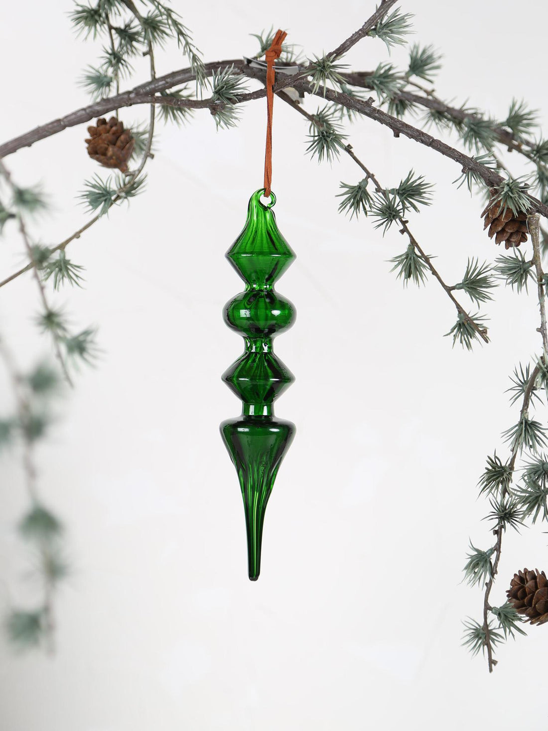 Larron Green glass Angular Swirl Ornament