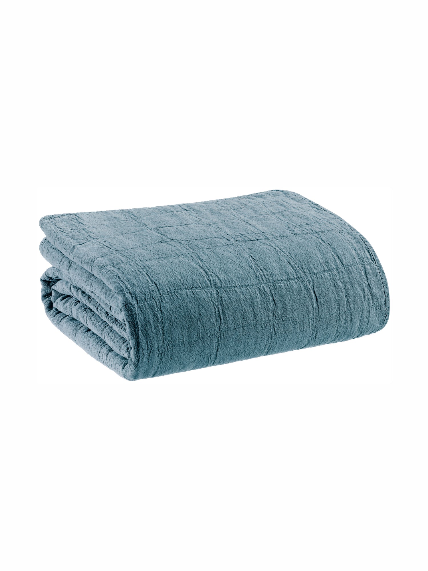 Large Titou Recycled Plaid Bed Throw  - Acier -