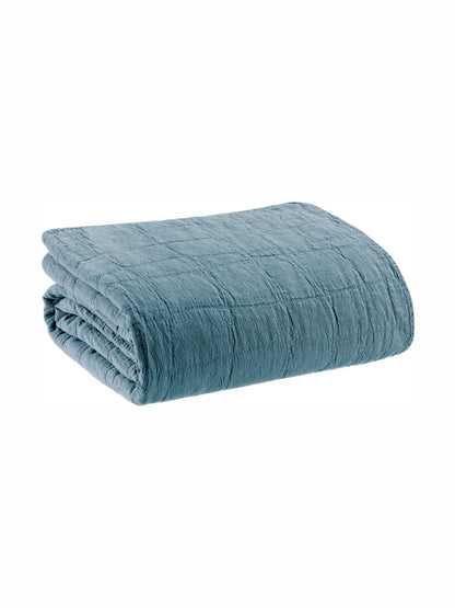 Large Titou Recycled Plaid Bed Throw  - Acier -