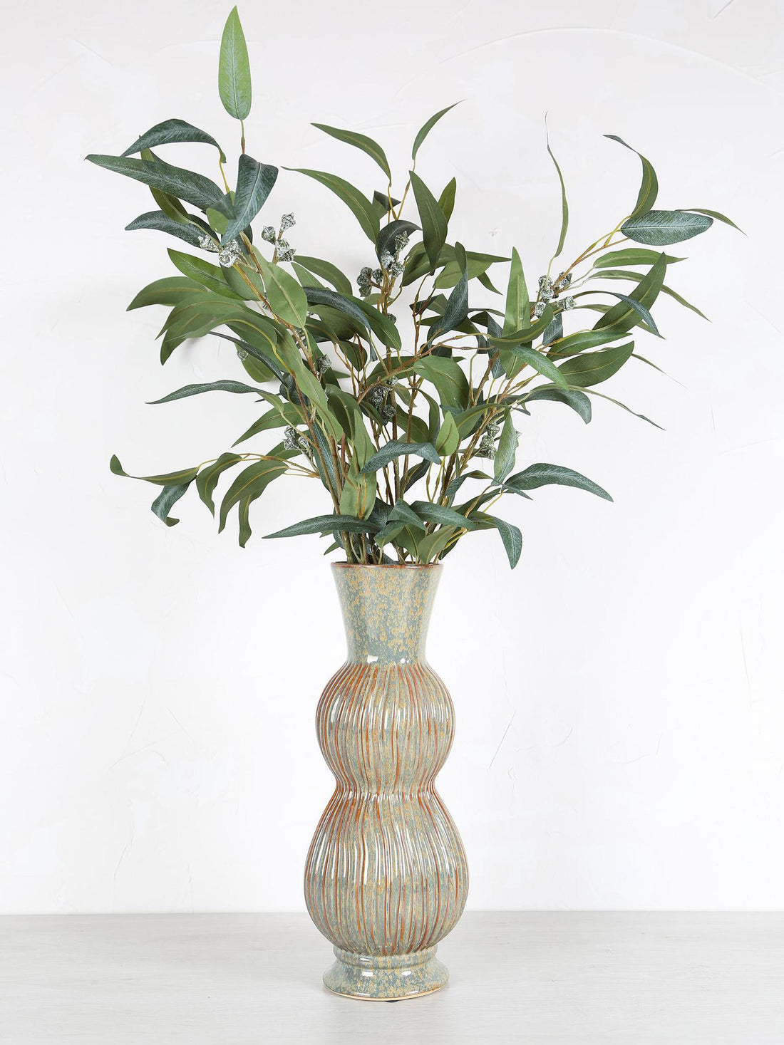 Faux Green Eucalyptus Spray With Seeds