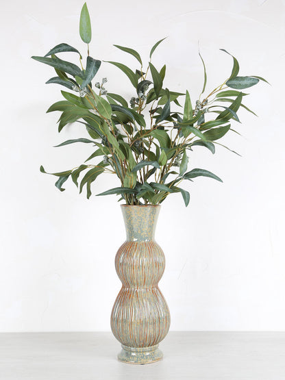 Faux Green Eucalyptus Spray With Seeds