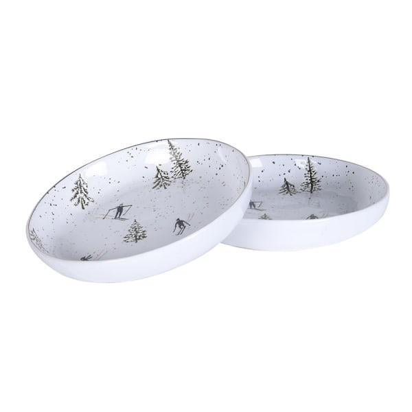 Ceramic Serving Bowl - Skiing illustration