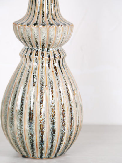Myrtle Ceramic Round Ribbed Vase - Cream