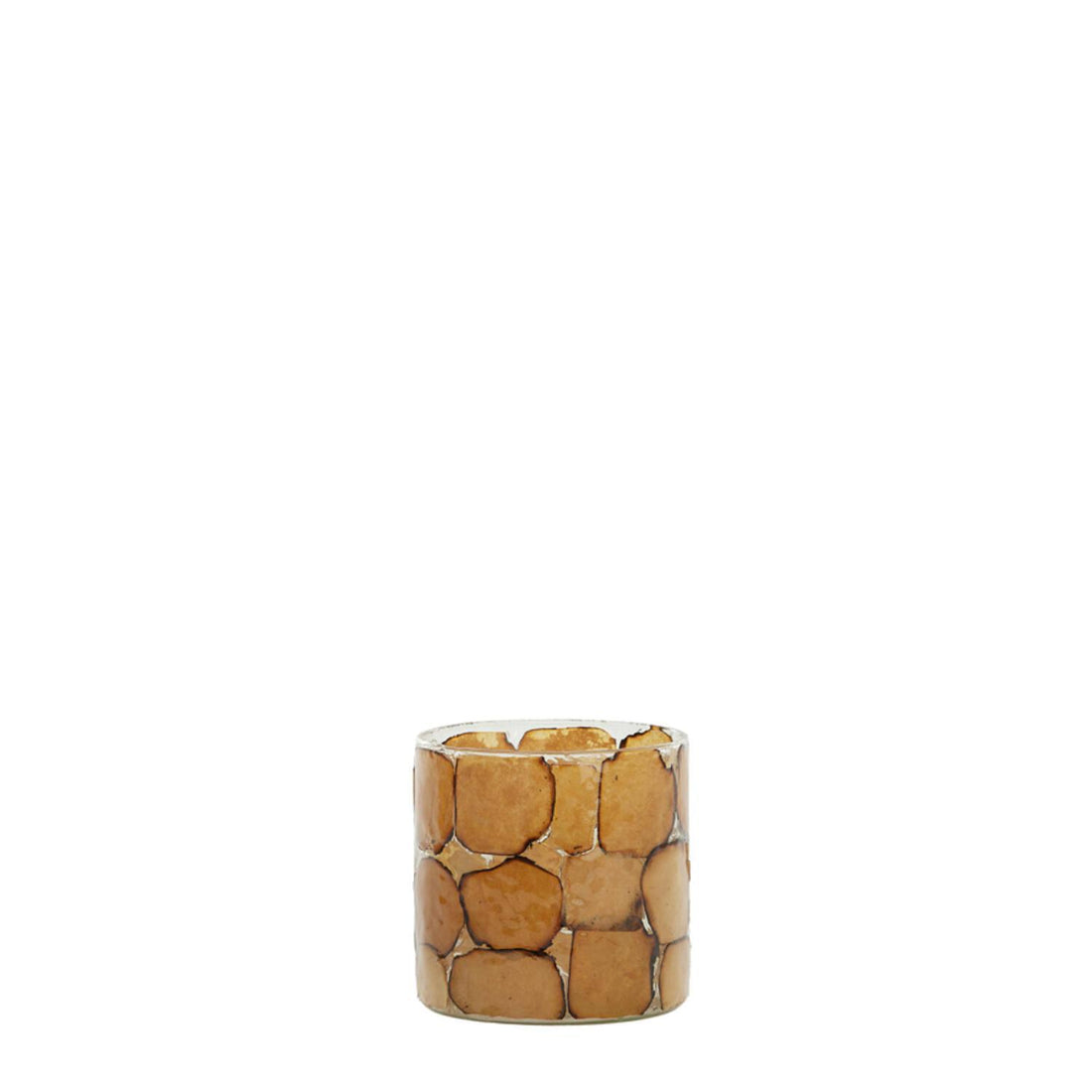 Dronero Tealight Holder - glass - clear &amp; brown