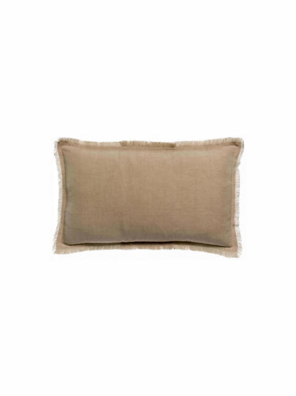 Laly Linen &amp; Cotton Plain Cushion in Galet - 30x50cm