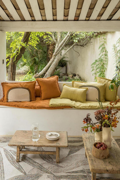 Laly Linen &amp; Cotton Plain Cushion in Copper - 30x50cm