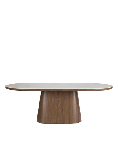 Almira Sintered Stone &amp; Wood Oval Dining Table - 2 Colours Available
