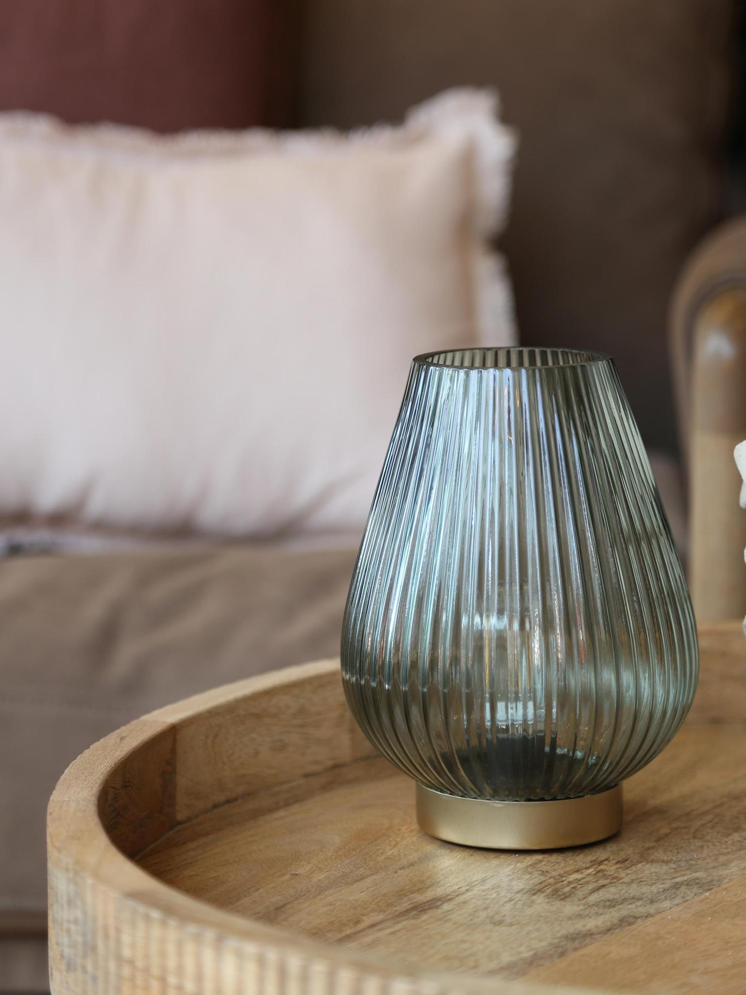 Tajera Table lamp - LED glass - Dark Green &amp; Gold