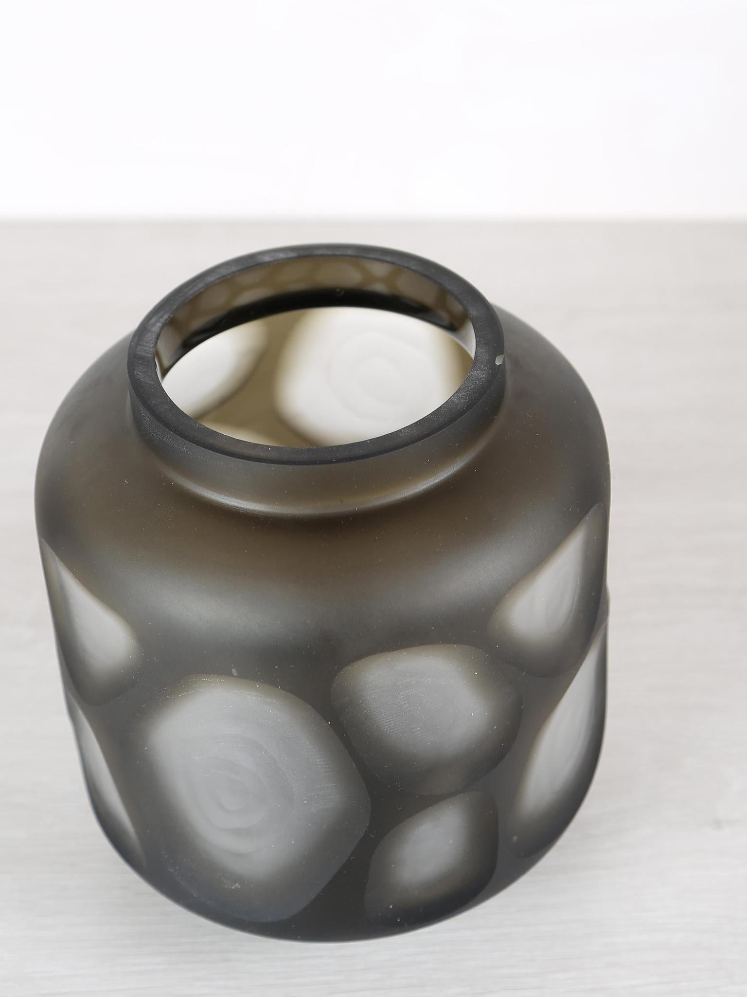Azize Green Carved Glass Round Vase - 3 Sizes Available