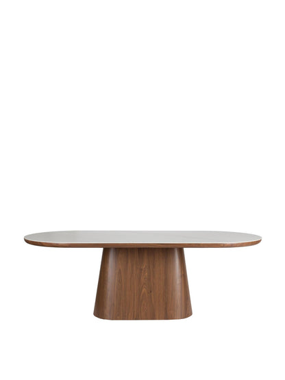 Almira Sintered Stone &amp; Wood Oval Dining Table - Walnut - 2 Sizes Available