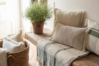 Jane Recycled Plaid Fringed Throw - Olive