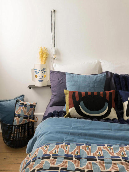 Farel Embroidered Cushion - Geranium -