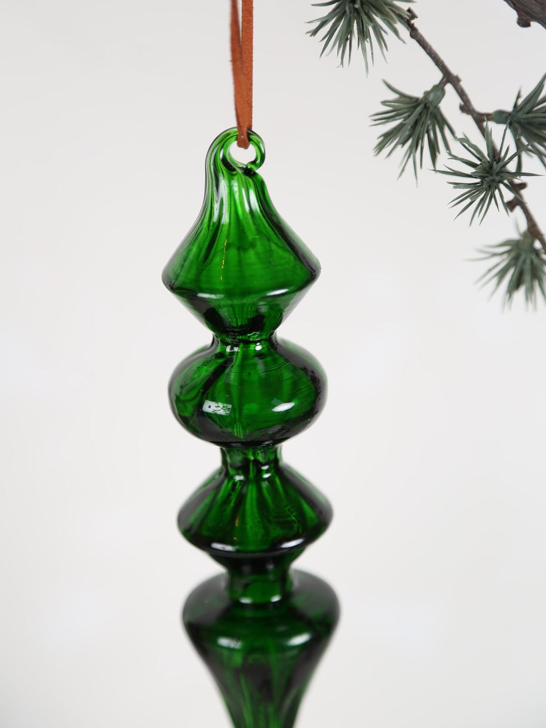 Larron Green glass Angular Swirl Ornament