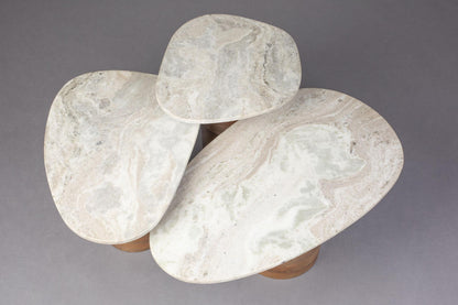 Suki Set of 3 Marble &amp; Mango Wood Side Tables