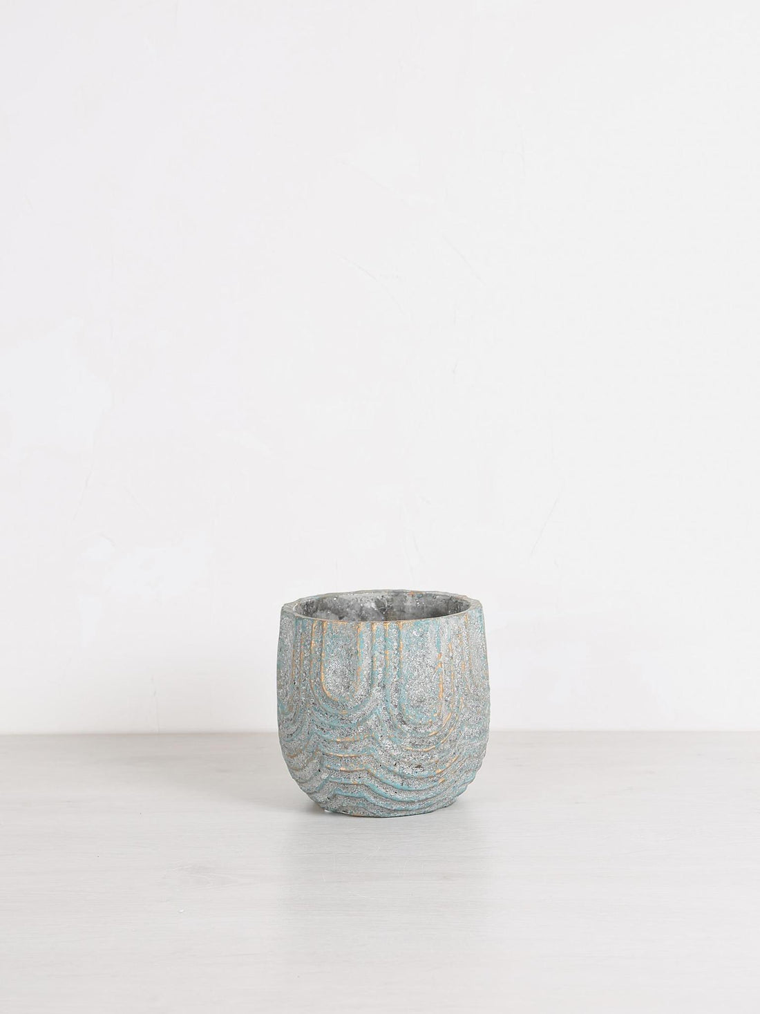 Rexin Grey Patterned Cement Plant Pot - Large