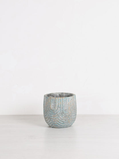 Rexin Grey Patterned Cement Plant Pot - Large