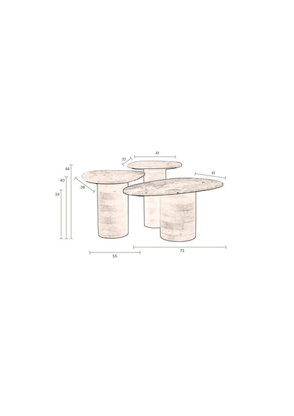 Suki Set of 3 Marble &amp; Mango Wood Side Tables