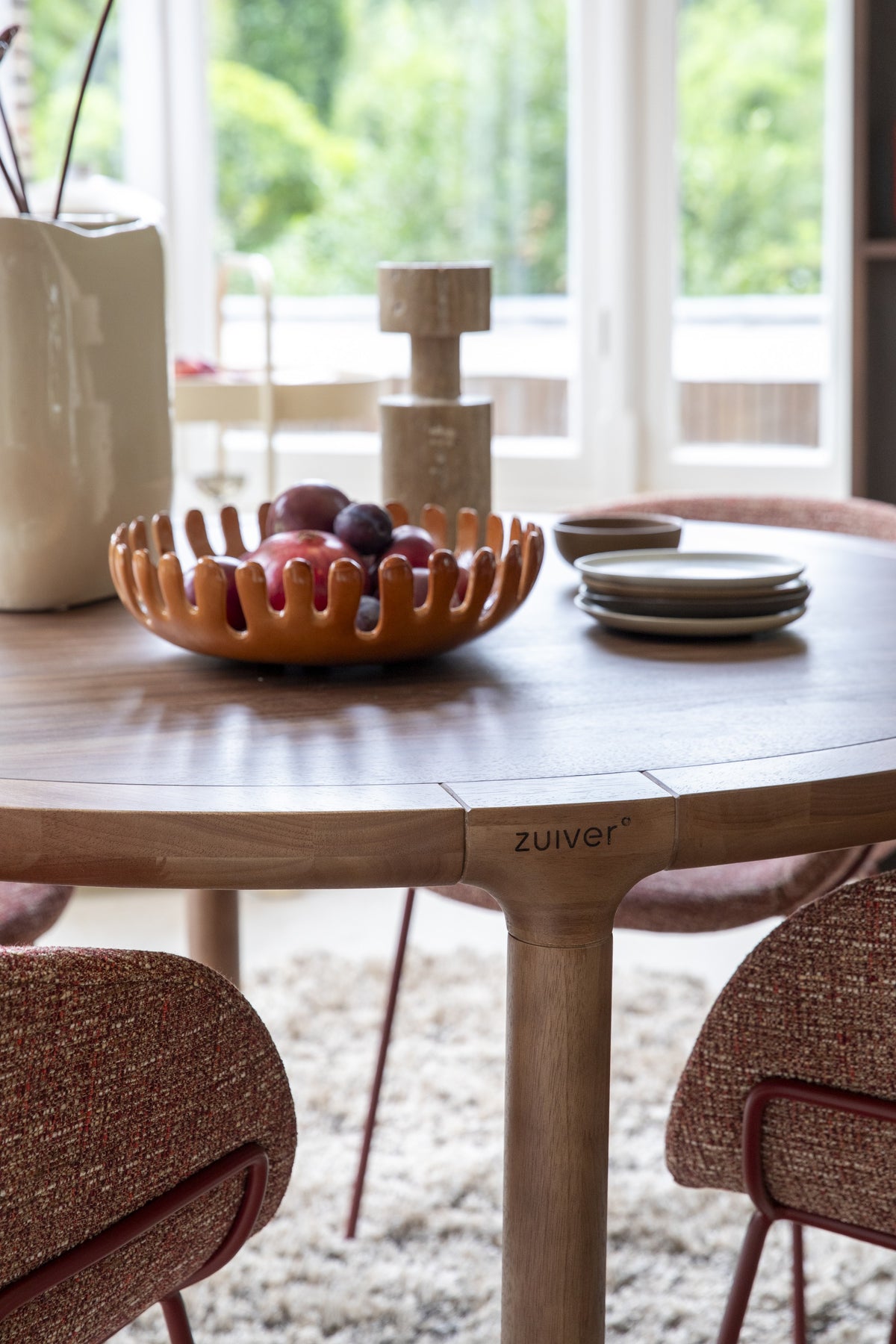 Storm Wooden Round Dining Table - Walnut