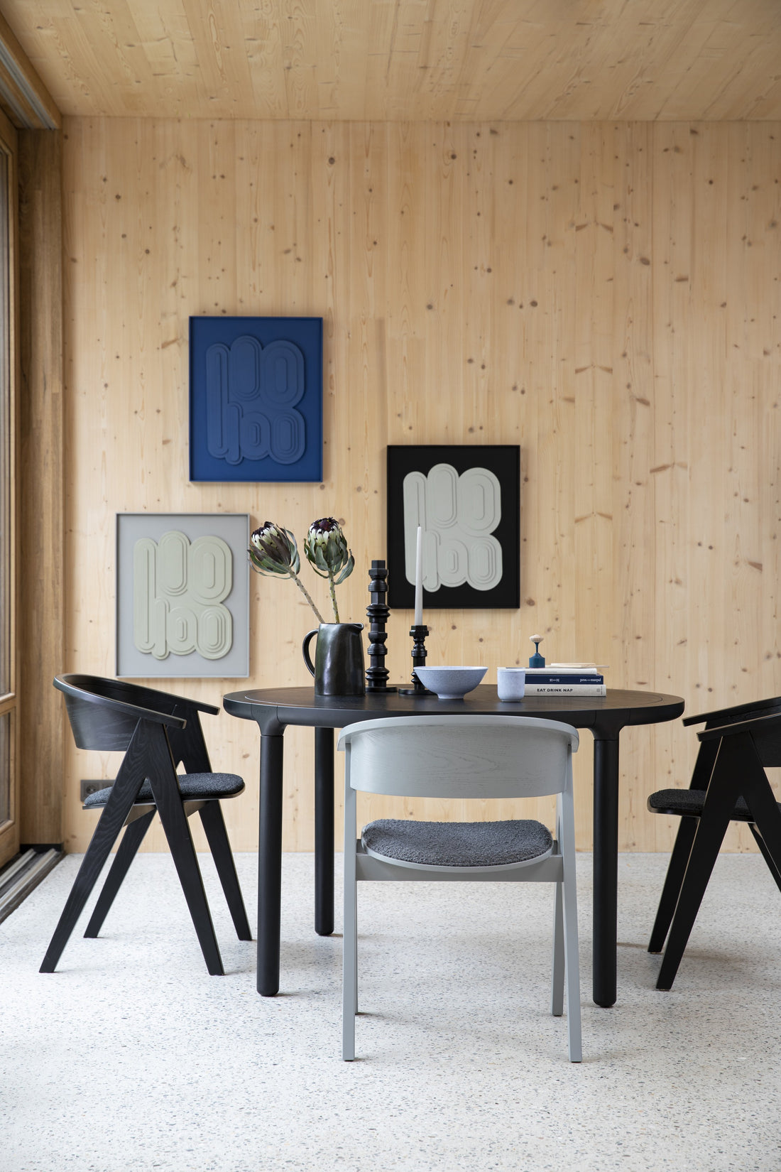 Storm Wooden Round Dining Table - Black