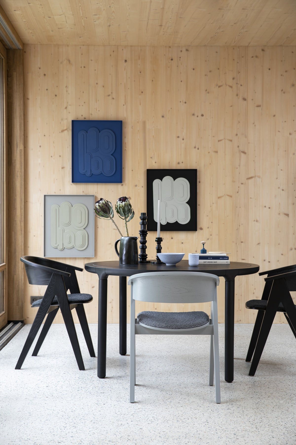 Storm Wooden Round Dining Table - Black
