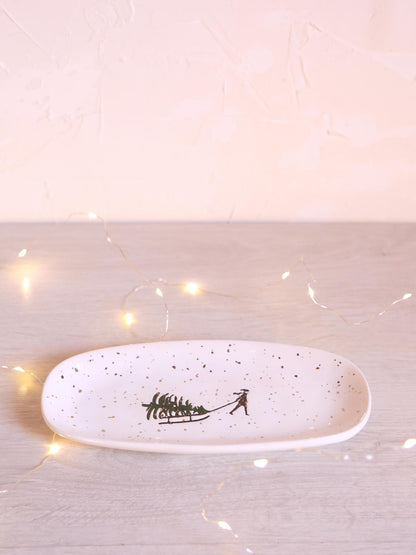 Ceramic Platter - Sledging Illustration