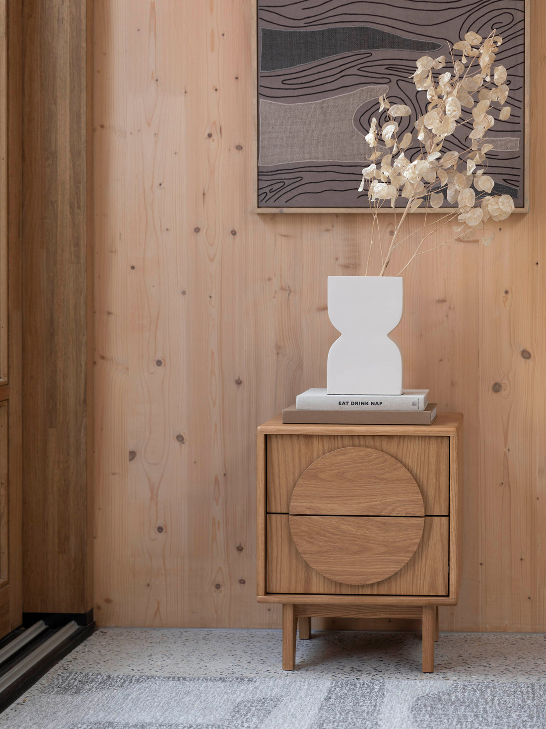 Groove Bedside Table - Natural Oak