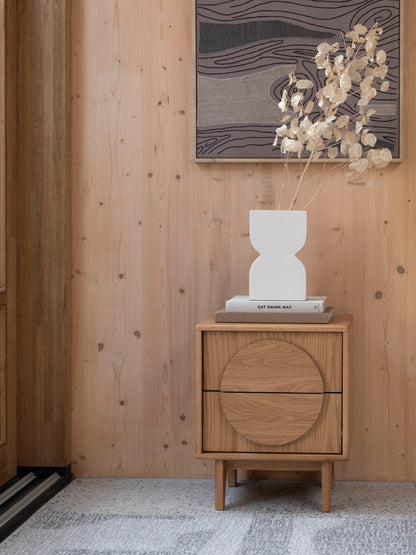 Groove Bedside Table - Natural Oak