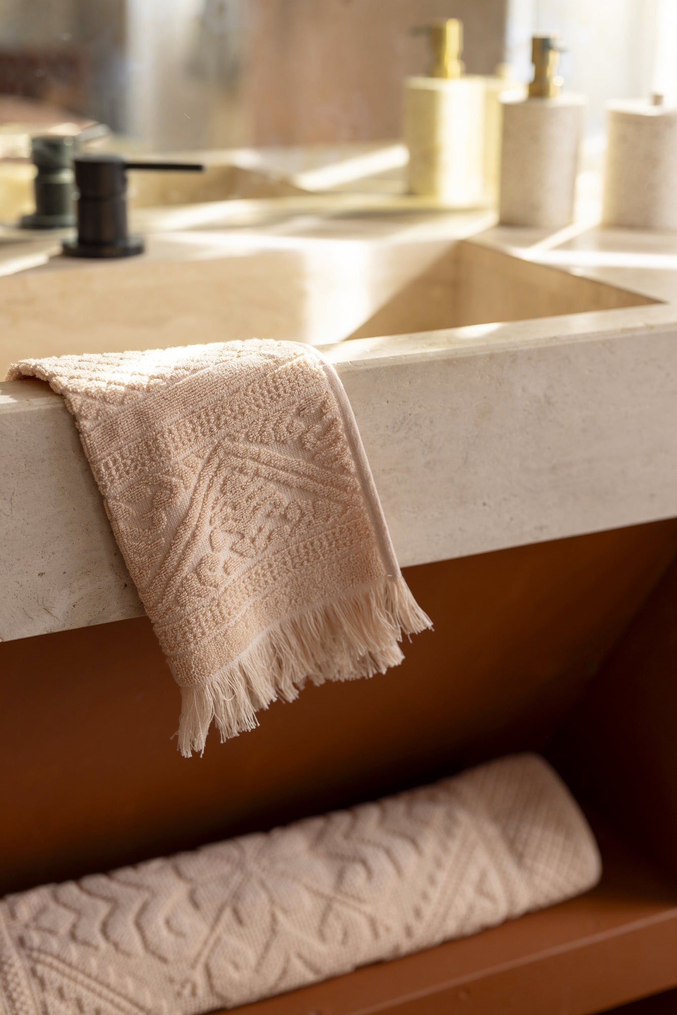 Embossed Jacquard Towel in Powder - 4 Sizes Available