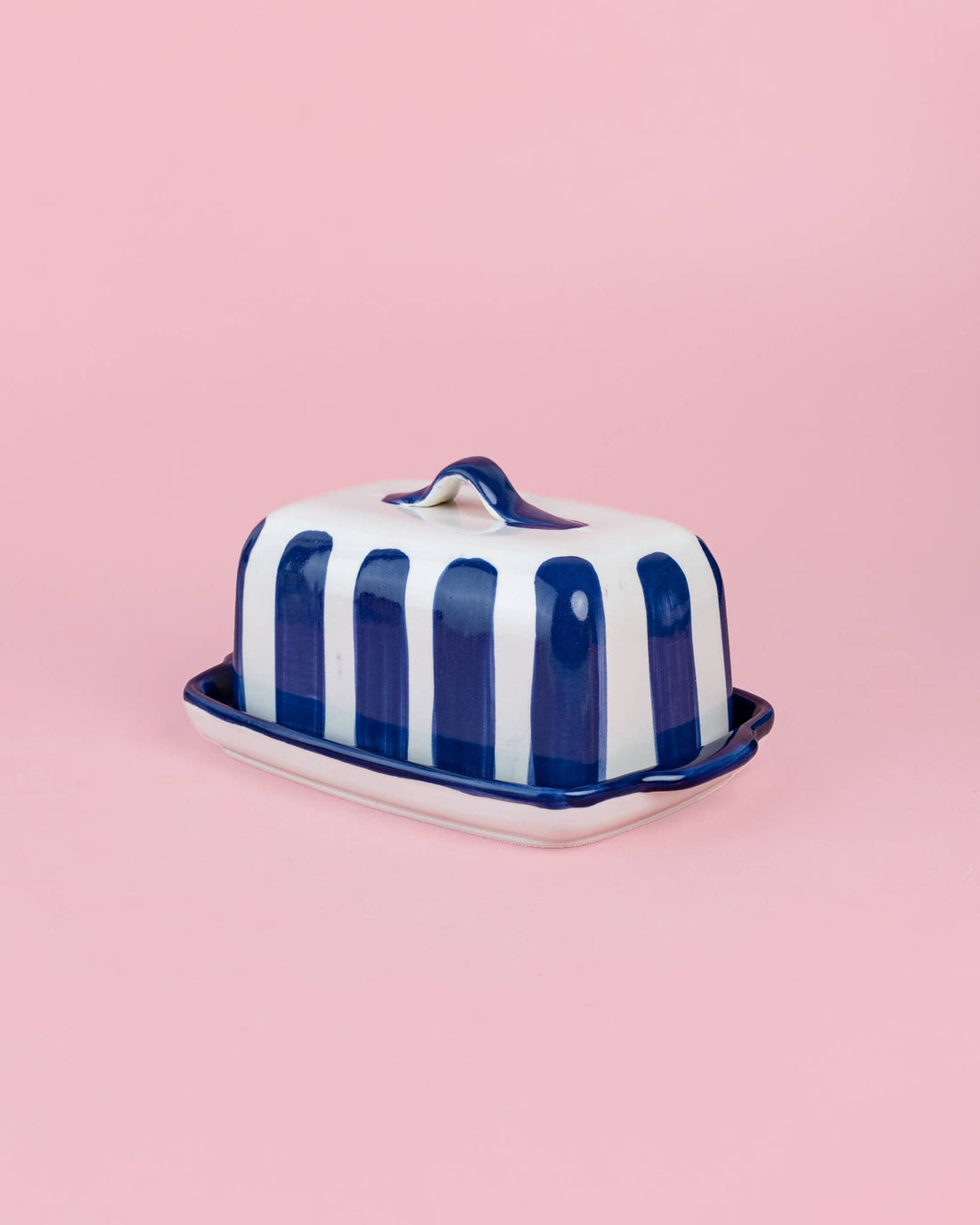 Artisanal Ceramic Butter Dish – Blue &amp; White - Blue Coast