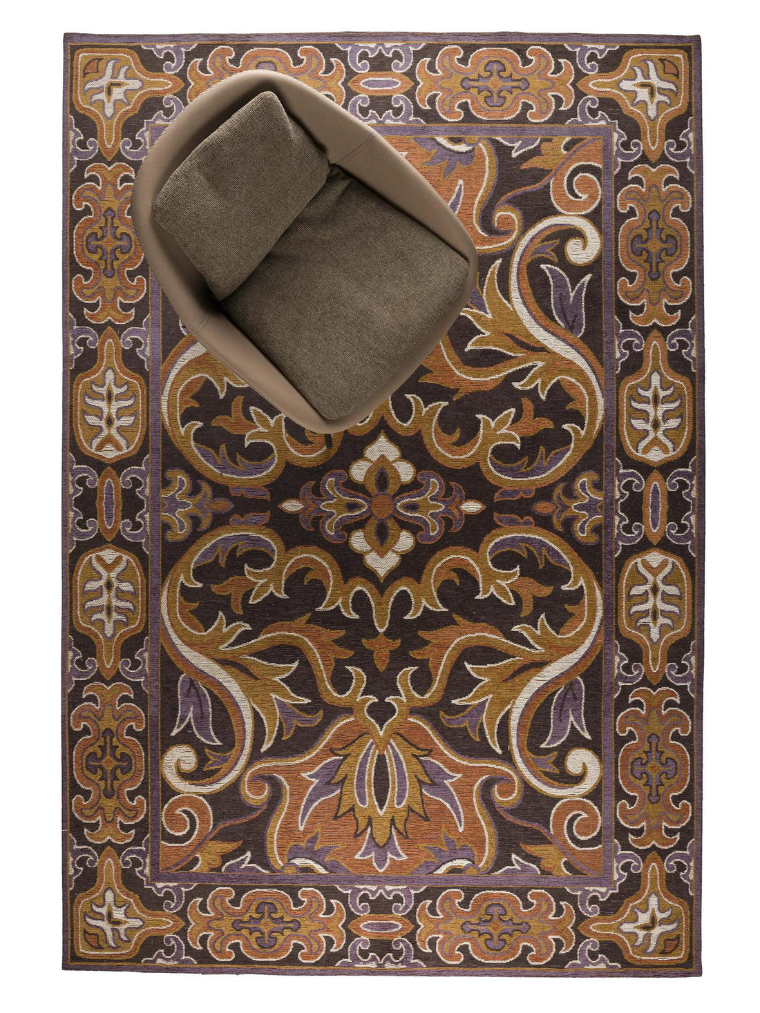 Bashmira Patterned Rug - Burnt orange, Deep Purple