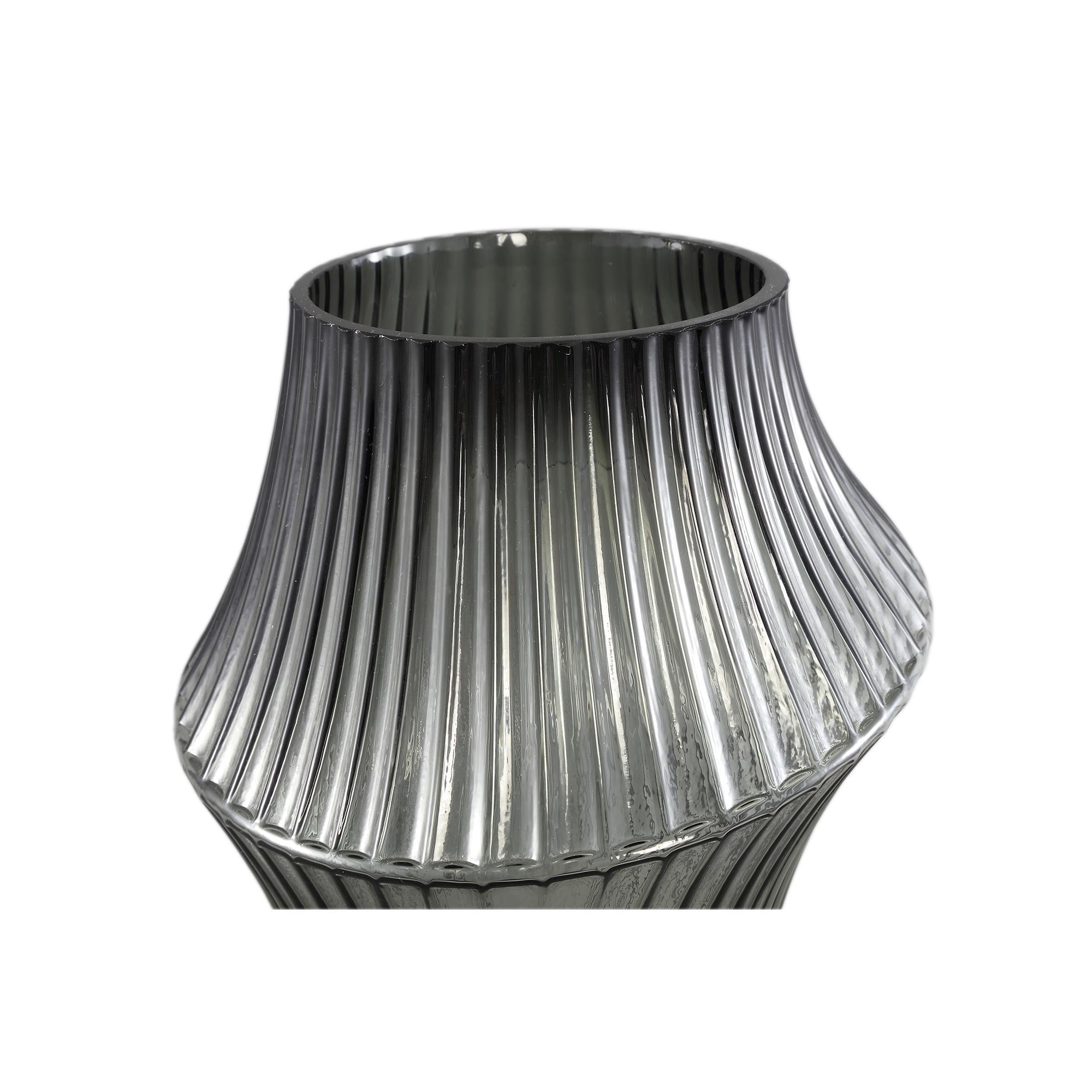 Yulaa Grey solid glass vase oblique