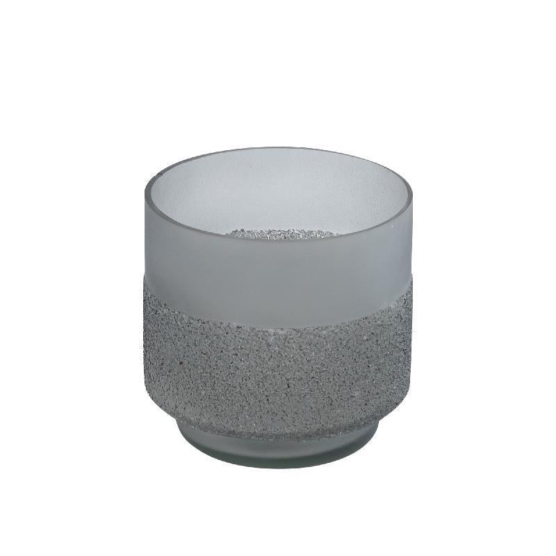 Miral Grey Glass Round Tealight Frosted - 2 Sizes Available