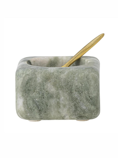 Noriko Salt Jar w/Spoon - Green - Marble