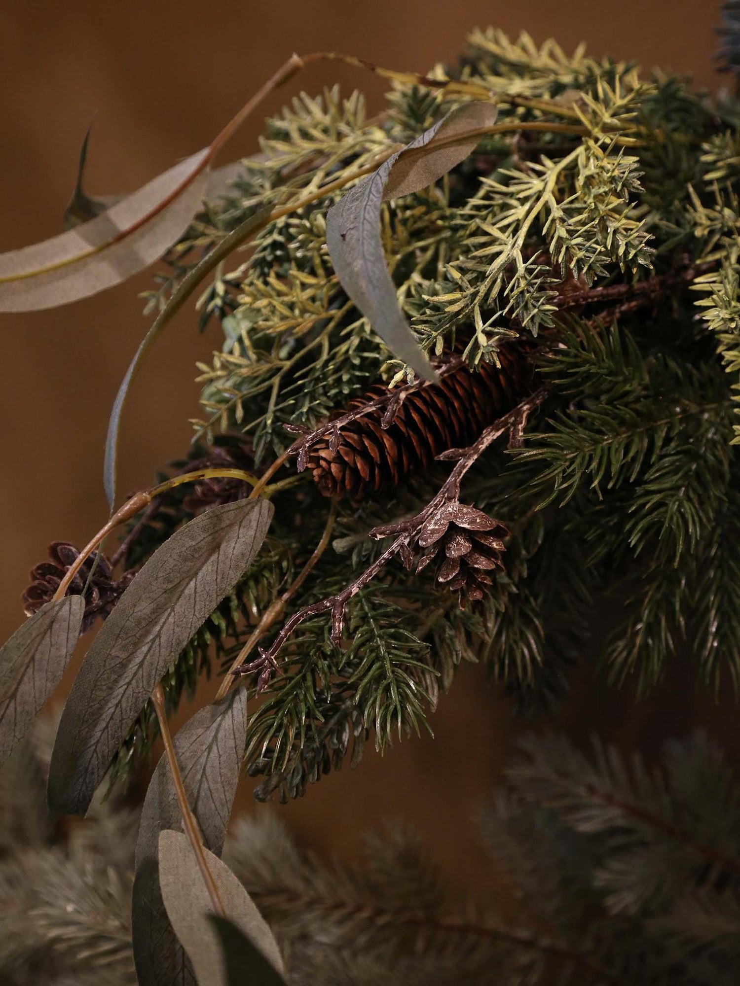 Faux Pine Foliage Bow Wreath