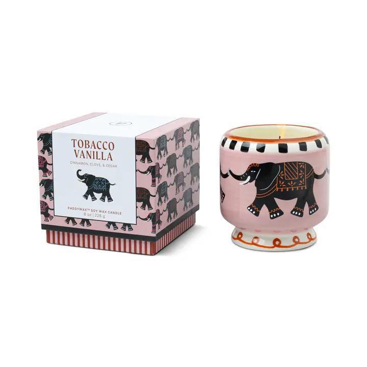 Adopo Elephant Printed Ceramic Candle - Tobacco vanilla