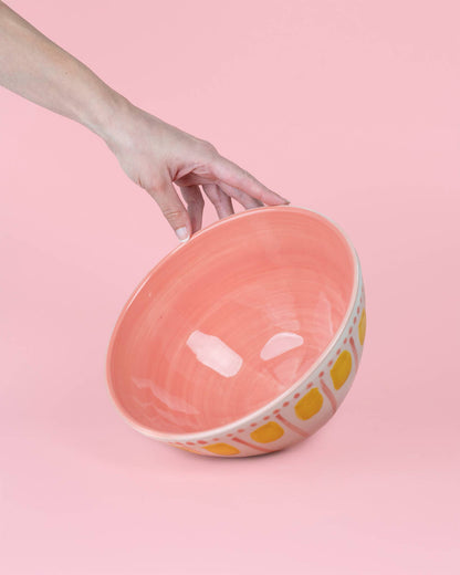 Artisanal Ceramic Serving Bowl 1.5L Pink Yellow - Valentina